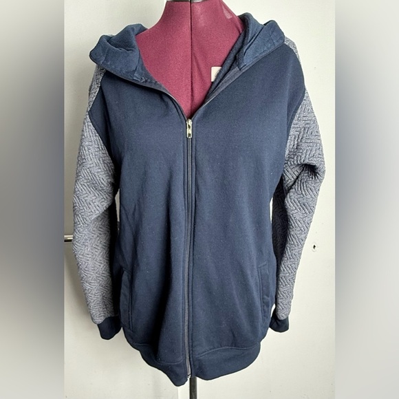 Navy and Gray Zip-Up Hoodie - Picture 1 of 6